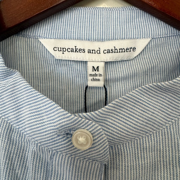 Light Blue Ruffled Button-Up Blouse - Picture 4 of 6